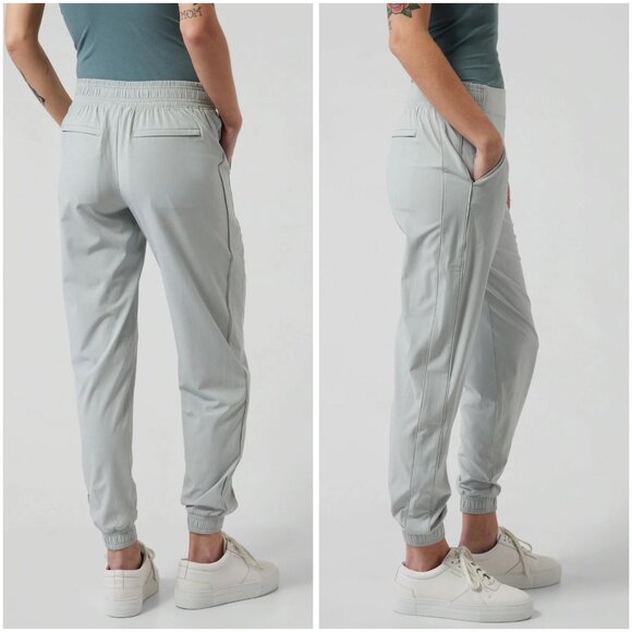 Athleta Brooklyn Textured Jogger in City Stripe Coast Pale Sage Grey 6 Petite - Picture 3 of 11